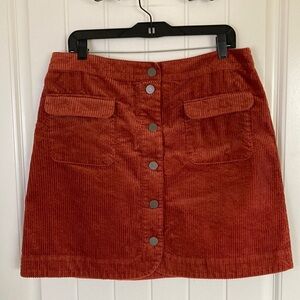 Loft Outlet Corduroy Skirt Womens Size 12 Button Front Pumpkin Spice